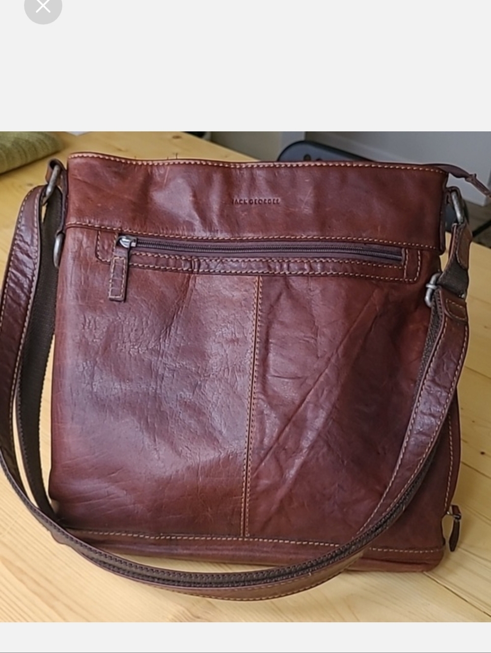 Jack Georges Voyager Leather Crossbody Bag Zip Closure Unisex #7312